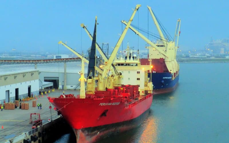 Reefer container vessel at sea